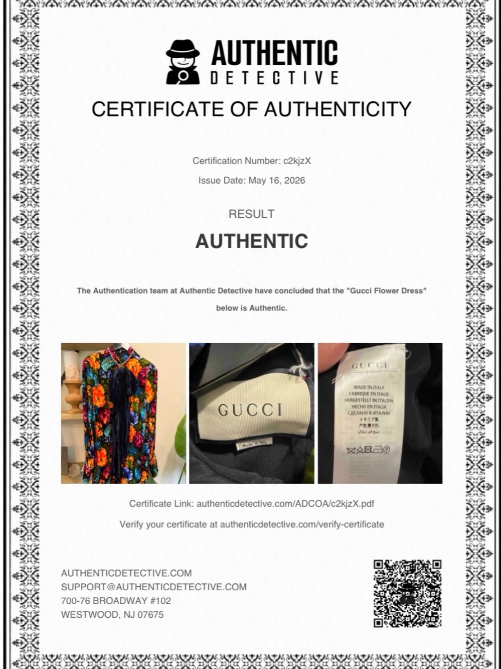 Gucci Multicolor Floral Velvet Dress With Jeweled Trim And Navy Velvet Bow - Picture 2 of 11